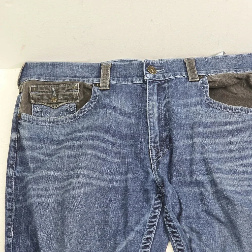 True Religion World Tour Jeans Men's 40x30 Section Straight Flap Pocket Blue EUC